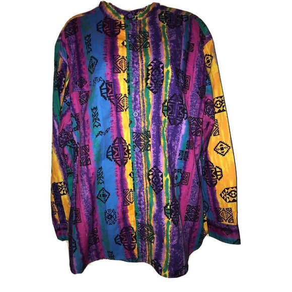 Wrangler Other - Wrangler 1990's Vintage South Western Aztec Style Print Long Sleeve Button Up XL
